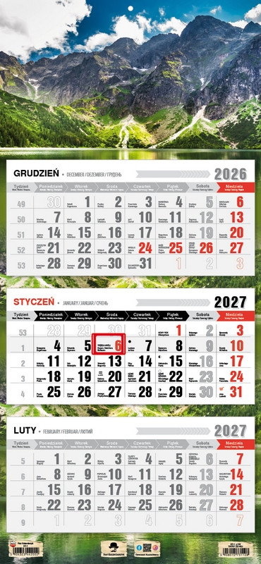 Kalendarz trójdzielny KT-2 Premium (wypukła główka) Pan Kalendarzyk